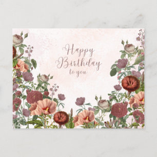 Alles Gute zum Geburtstag Vintage-Rosen und Garten Postkarte