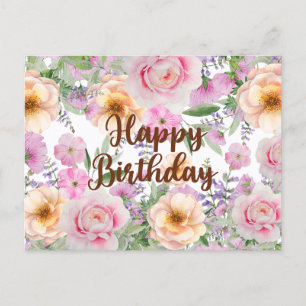 Alles Gute zum Geburtstag Vintage-Rosen und Wildbl Postkarte