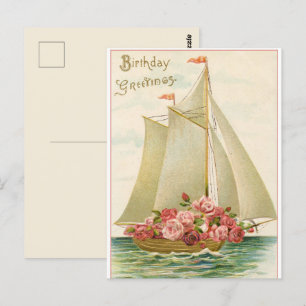 Alles Gute zum Geburtstag Vintage-Segelschiff voll Postkarte