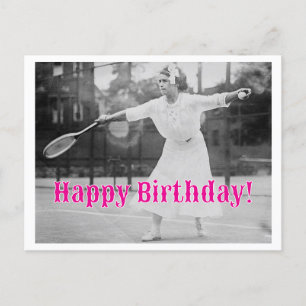 Alles Gute zum Geburtstag Vintage Tennisspielerin Postkarte
