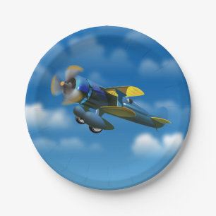 Alles Gute zum Geburtstag, Vintages Flugzeug in ei Pappteller