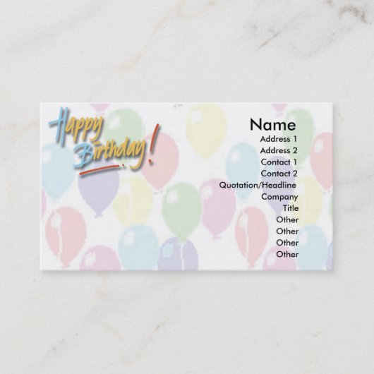 Alles Gute zum Geburtstag Visitenkarte (Vorderseite)