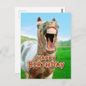 Alles Gute zum Geburtstag vom glücklichen Pferd Postkarte (Vorne/Hinten)