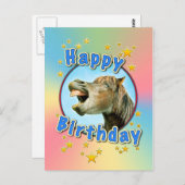Alles Gute zum Geburtstag vom lachenden Pferd Postkarte (Vorne/Hinten)