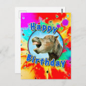 Alles Gute zum Geburtstag vom lachenden Pferd Postkarte (Vorne/Hinten)