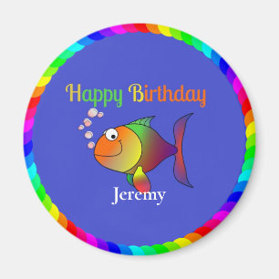 Alles Gute zum Geburtstag von Blasen bis zum Fisch Magnet