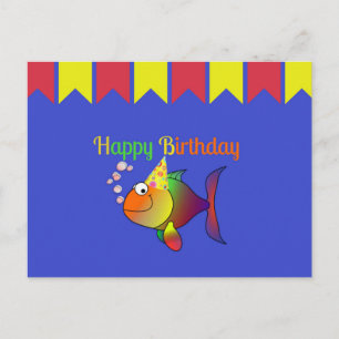 Alles Gute zum Geburtstag von Bubbles dem Fisch Postkarte