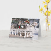 Alles Gute zum Geburtstag von der Gruppe, Huskies Karte (Gelbe Blume)