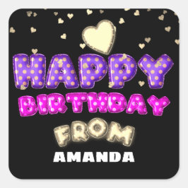 Alles Gute zum Geburtstag von Name Balloons Rosa H Quadratischer Aufkleber