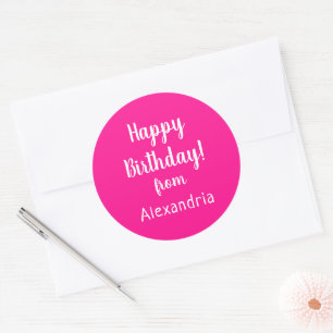 Alles Gute zum Geburtstag von Name Hot Pink Geburt Runder Aufkleber