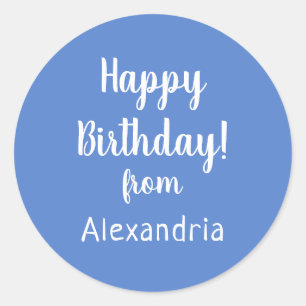 Alles Gute zum Geburtstag von Name Pastell Blau Ge Runder Aufkleber