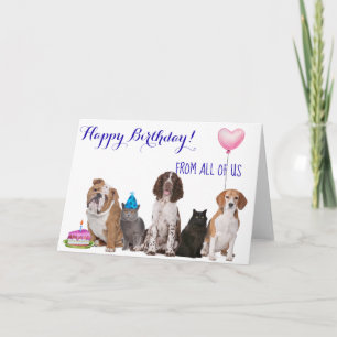 Alles Gute zum Geburtstag von uns allen Hund Katze Karte