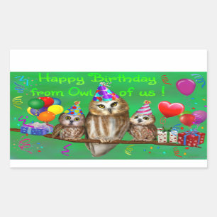 Alles Gute zum Geburtstag von unserer Eule! Rechteckiger Aufkleber