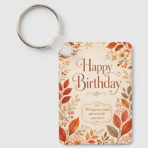 Alles Gute zum Geburtstag Warmer Herbst Botanische Schlüsselanhänger