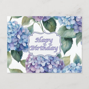 Alles Gute zum Geburtstag Wasserfarbe Hortensien B Postkarte