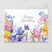 Alles Gute zum Geburtstag Wasserfarbe Iris Blumen