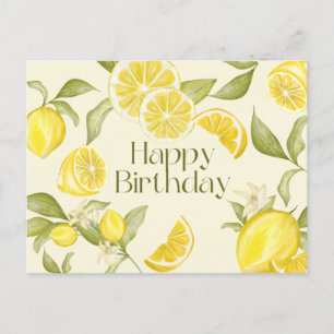 Alles Gute zum Geburtstag Wasserfarbe Lemons, Zitr Postkarte