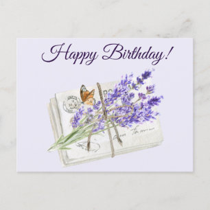 Alles Gute zum Geburtstag Wasserfarbe Lila Lavende Feiertagspostkarte