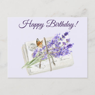 Alles Gute zum Geburtstag Wasserfarbe Lila Lavende Feiertagspostkarte