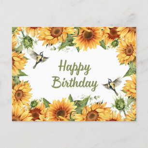 Alles Gute zum Geburtstag Wasserfarbe Sonnenblumen Postkarte