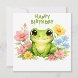 Alles Gute zum Geburtstag Wasserfarben-Frosch mit Karte