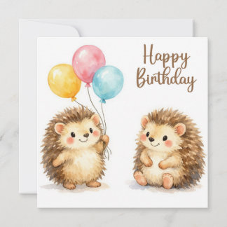 Alles Gute zum Geburtstag Wasserfarben-Igel mit Ba Karte