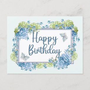 Alles Gute zum Geburtstag Watercolor Blaue Hortens Postkarte