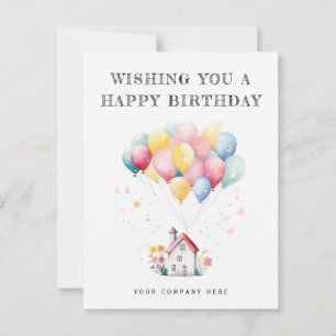Alles Gute zum Geburtstag Watercolor House Balloon Postkarte