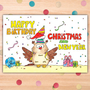 Alles Gute zum Geburtstag, Weihnachts- und Neujahr Postkarte