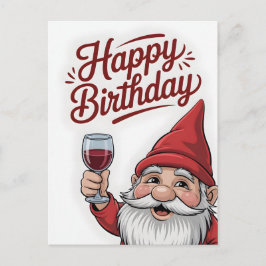 "Alles Gute zum Geburtstag"-Wein-Gnom Postkarte