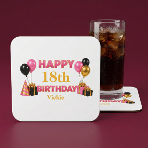 Alles Gute zum Geburtstag Weiß jedes Alter Rechteckiger Pappuntersetzer