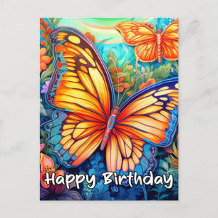 Alles Gute zum Geburtstag Whimsical Butterfly Desi Postkarte