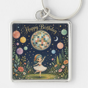 Alles Gute zum Geburtstag Whimsical Disco Ball Mäd Schlüsselanhänger