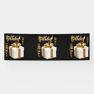Alles Gute zum Geburtstag White Gold 2,5x8 Vinyl B Banner