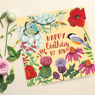 Alles Gute zum Geburtstag Wildblumengarten Illustr
