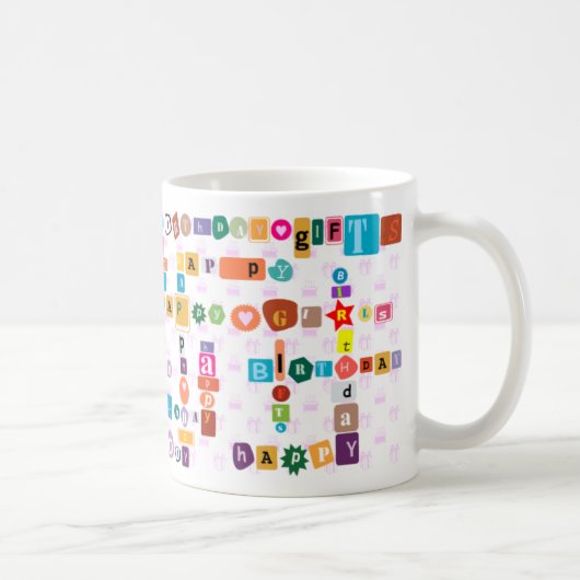 Alles Gute zum Geburtstag (wordart) Kaffeetasse (Rechts)