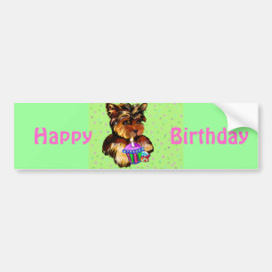 ALLES GUTE ZUM GEBURTSTAG YORKIE POO AUTOAUFKLEBER