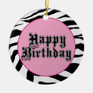Alles Gute zum Geburtstag Zebra Keramikornament