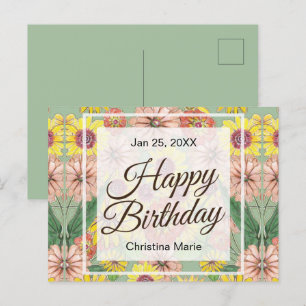 Alles Gute zum Geburtstag Zinnia Blumen Postkarte