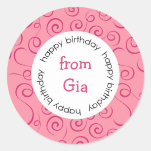 Alles Gute zum Geburtstag zu/von Aufklebern Runder Aufkleber