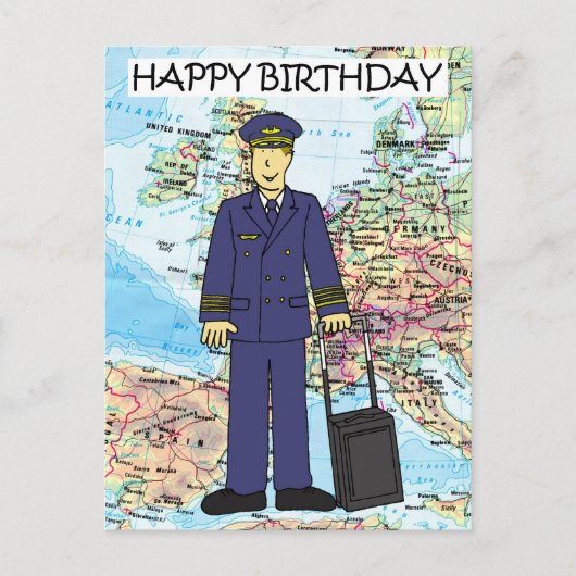 Alles Gute zum Geburtstag zum Pilot Postkarte (Vorderseite)