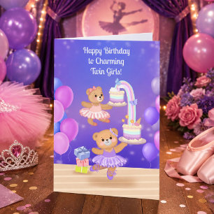 Alles Gute zum Geburtstag Zwillingsmädchen Teddybä Karte