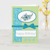 Alles- Gute zum Geburtstagaquamarine Blume Karte (Gelbe Blume)