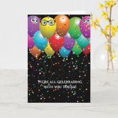 Alles- Gute zum Geburtstagballonbündel und -sterne Karte (Gelbe Blume)