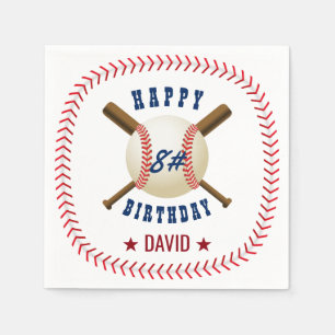 Alles- Gute zum Geburtstagbaseball-Junge trägt Serviette
