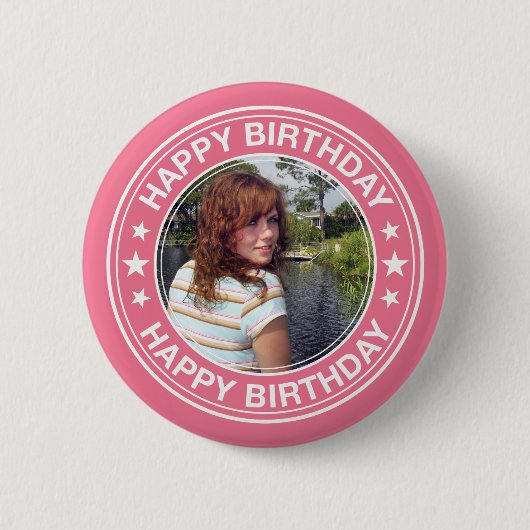 Alles Gute zum GeburtstagBilderrahmen im Rosa Button (Vorderseite)