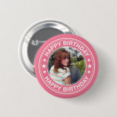 Alles Gute zum GeburtstagBilderrahmen im Rosa Button (Vorne & Hinten)