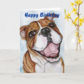 Alles- Gute zum Geburtstagbulldoggen-Lächeln Karte (Gelbe Blume)
