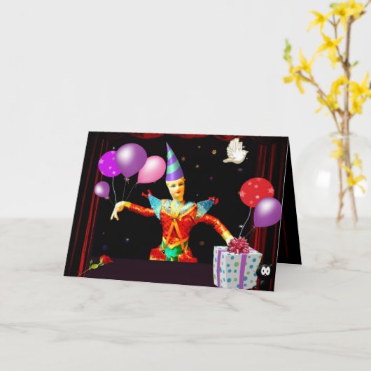 alles Gute zum Geburtstagclown Karte (Gelbe Blume)