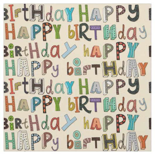 alles Gute zum Geburtstagcreme Stoff (Muster)